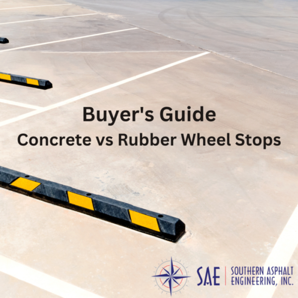 Concrete vs Rubber Wheel Stops Southern Asphalt Engineering